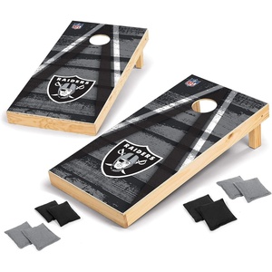 image:imageNFL Pro Football 2 x 4 Wood Direct Print Tournament Cornhole Set by Wild Sports Comes with 8 Bean Bags  Perfect for Tailgate Outdoor BackyardLas Vegas Raiders