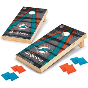 image:imageNFL Pro Football 2 x 4 Wood Direct Print Tournament Cornhole Set by Wild Sports Comes with 8 Bean Bags  Perfect for Tailgate Outdoor BackyardMiami Dolphins