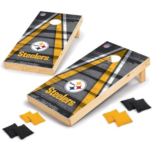 image:imageNFL Pro Football 2 x 4 Wood Direct Print Tournament Cornhole Set by Wild Sports Comes with 8 Bean Bags  Perfect for Tailgate Outdoor BackyardPittsburgh Steelers