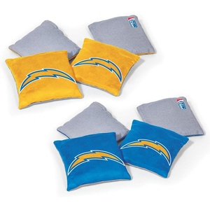 image:imageNFL Pro Football Dual Sided Bean Bags by Wild Sports 8 Count Premium Toss Bags for Cornhole Set  Great for Tailgates Outdoors BackyardLos Angeles Chargers