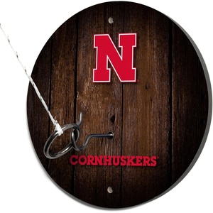 image:imageWild Sports Solid Wood College Hook amp Ring Toss Set with Direct Print HD Team Graphics  Easy Hang Hook and Ring Toss Target  Great Gift for Any NCAA FanNebraska Cornhuskers
