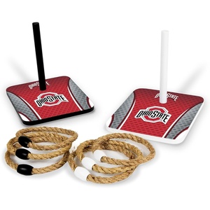 image:imageWild Sports Solid Wood College Quoits Set with Direct Print HD Team Graphics  Tailgate Ring Toss Game  Great Gift for Any NCAA Fan Ring Toss Outdoor Games for The BeachOhio State Buckeyes