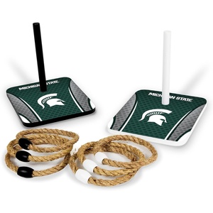image:imageWild Sports Solid Wood College Quoits Set with Direct Print HD Team Graphics  Tailgate Ring Toss Game  Great Gift for Any NCAA Fan Ring Toss Outdoor Games for The BeachMichigan State Spartans