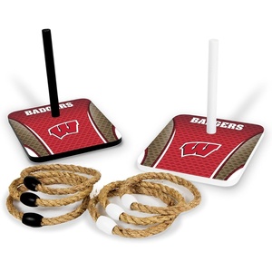 image:imageWild Sports Solid Wood College Quoits Set with Direct Print HD Team Graphics  Tailgate Ring Toss Game  Great Gift for Any NCAA Fan Ring Toss Outdoor Games for The BeachWisconsin Badgers